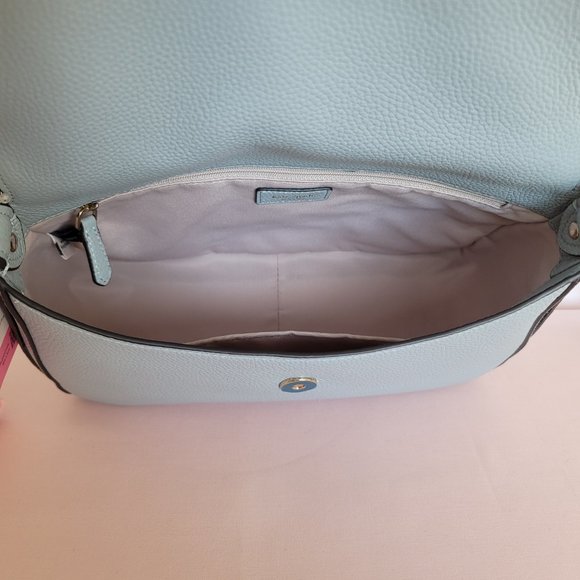 KATE SPADE Hudson Medium Pebbled Leather Flap Convertible Shoulder Bag- Ocean B⭐ - Picture 13 of 16